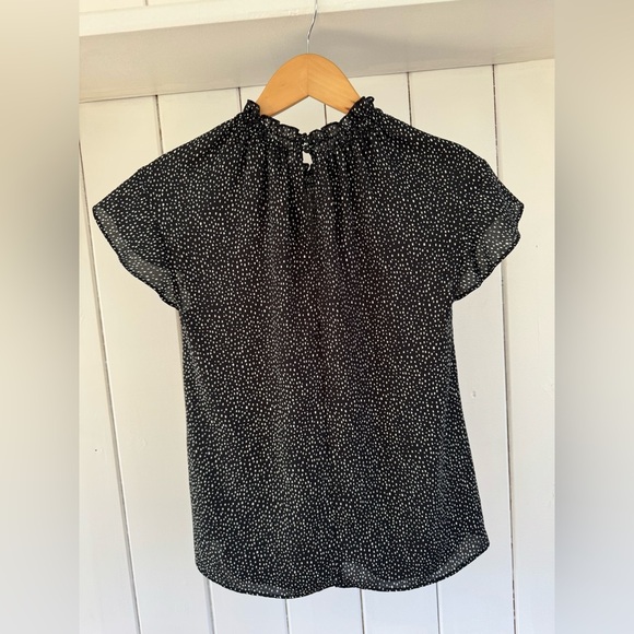 Express Black and White Casual Mock Neck Blouse - Picture 2 of 5